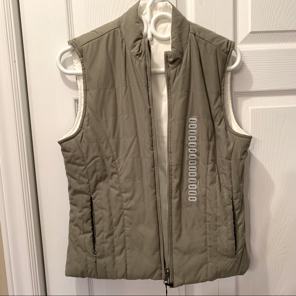 NWT  Sage and Cream Reversible Puffer Vest